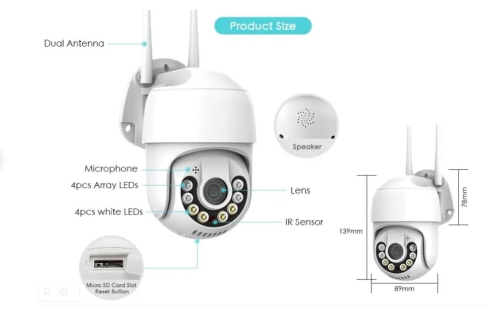 Уличная IP Wi-Fi Видеокамера 8МП наружная поворотная камера для видеонаблюдения PTZ 4K — изображение 2